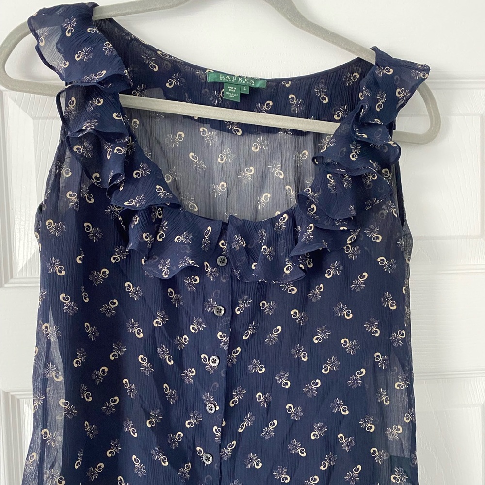 Lauren Ralph Lauren Silk Top with Ruffle